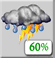T-Storms Likely. Chance for Measurable Precipitation 60%